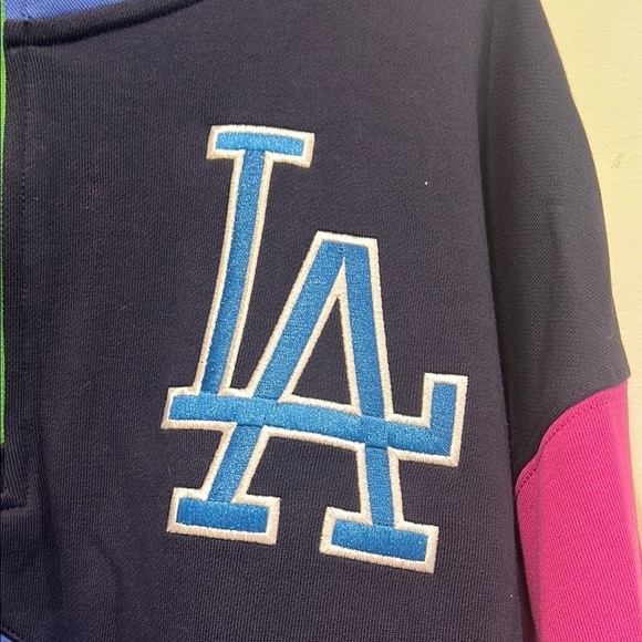 Terez MLB official fan meech Los Angeles Colorblock Jacket quarter zip - Picture 3 of 7